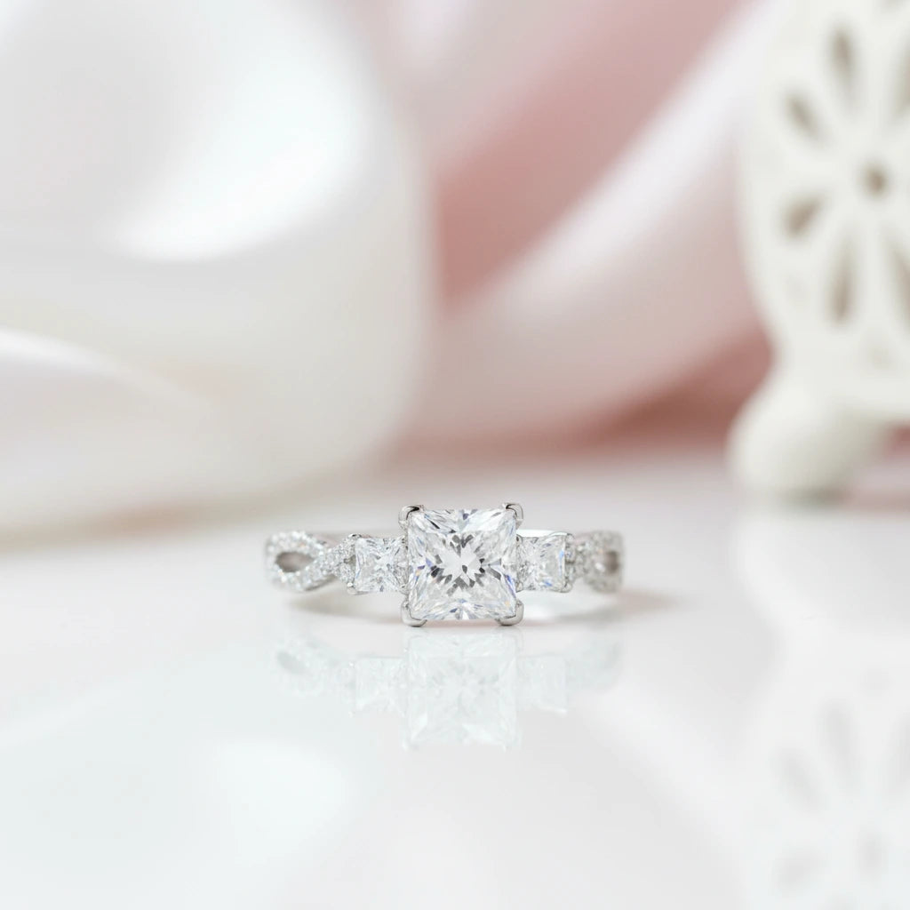 Criss Cross Princess Cut Diamond Option Engagement Ring-Black Diamonds New York
