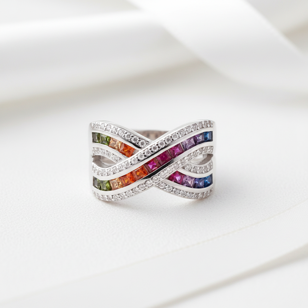 Cross Double Rainbow Diamond Option Band-Black Diamonds New York