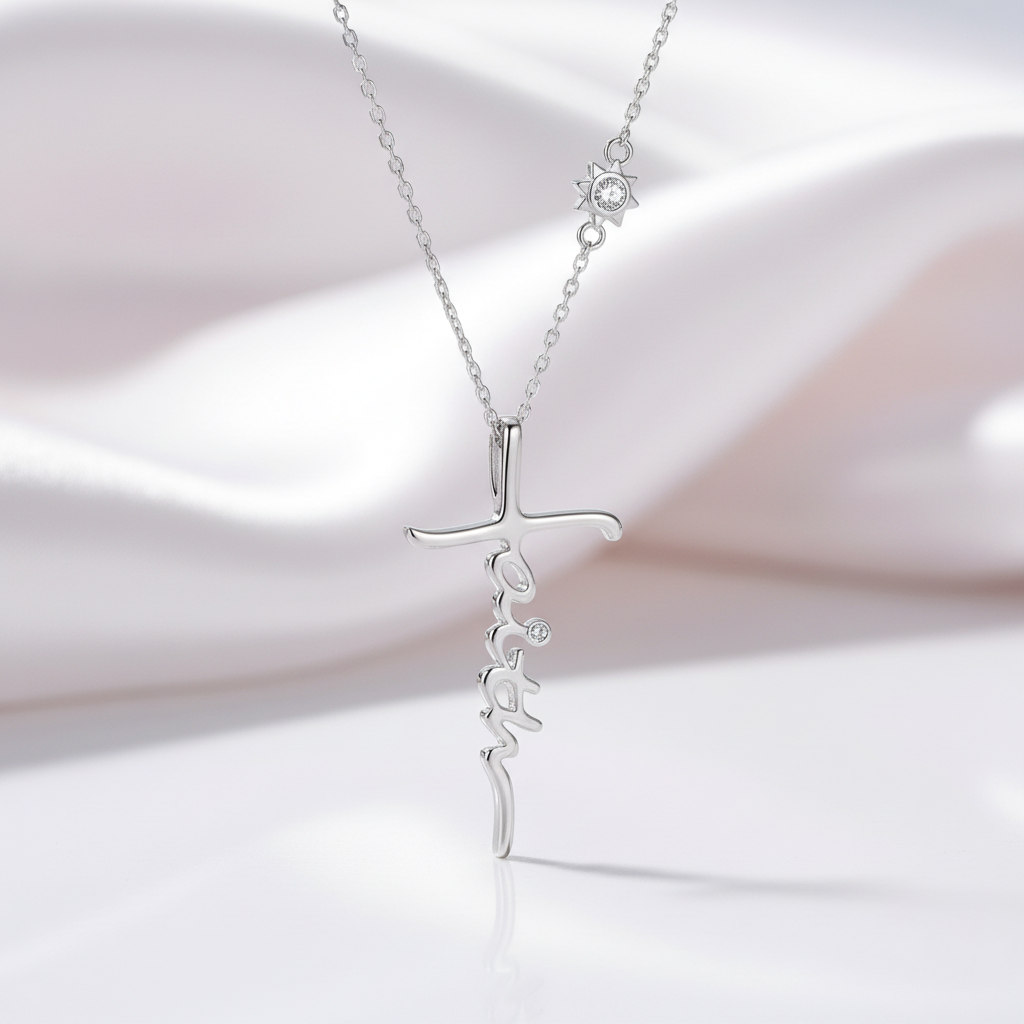 Cross Faith Diamond Option Chain Necklace-Black Diamonds New York
