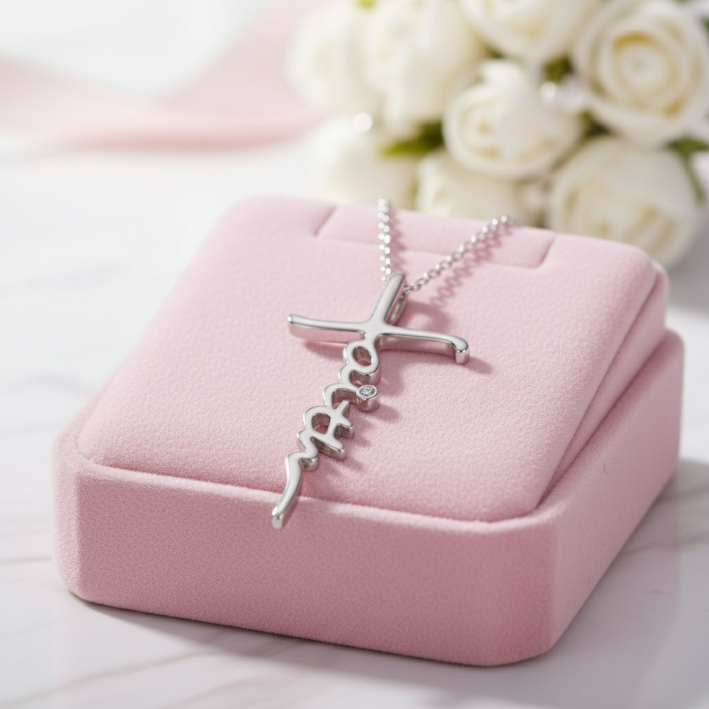 Cross Faith Diamond Option Chain Necklace-Black Diamonds New York