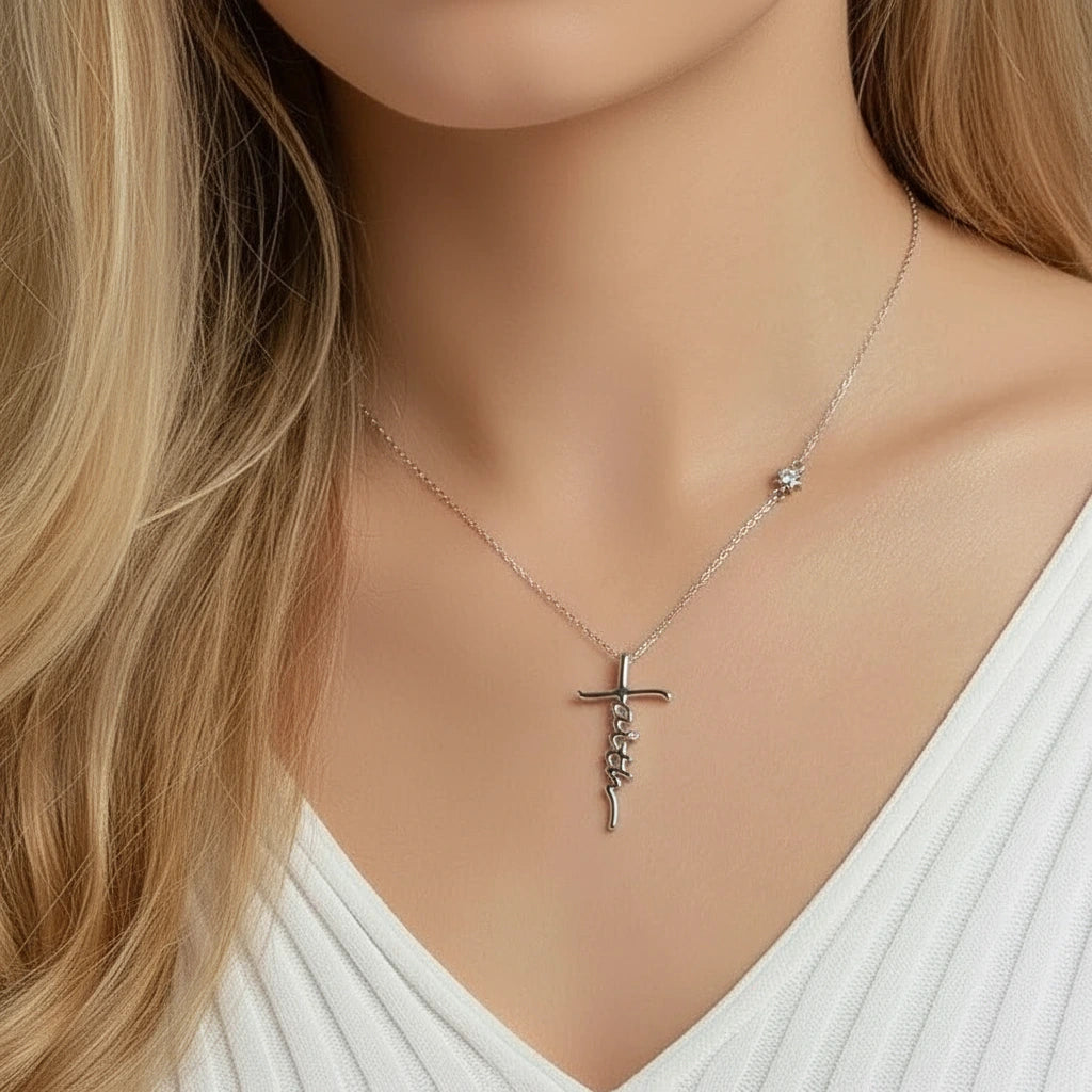 Cross Faith Diamond Chain Necklace-Black Diamonds New York