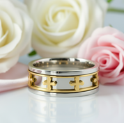 Cross Rotatable Men's Ring Band-Black Diamonds New York