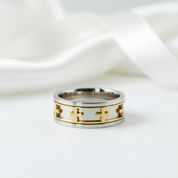 Cross Rotatable Men's Ring Band-Black Diamonds New York