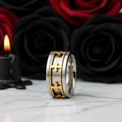 Cross Rotatable Men's Ring Band-Black Diamonds New York