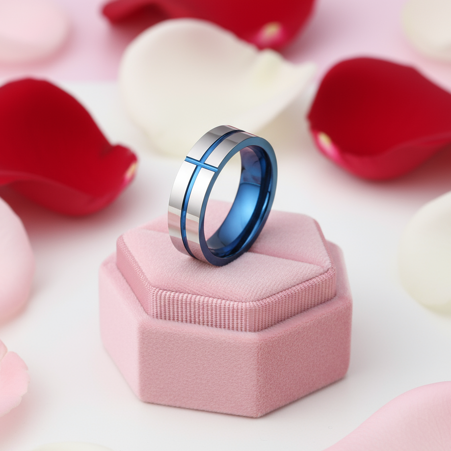 Cross Tank Men's Tungsten Carbide Wedding Band-Black Diamonds New York