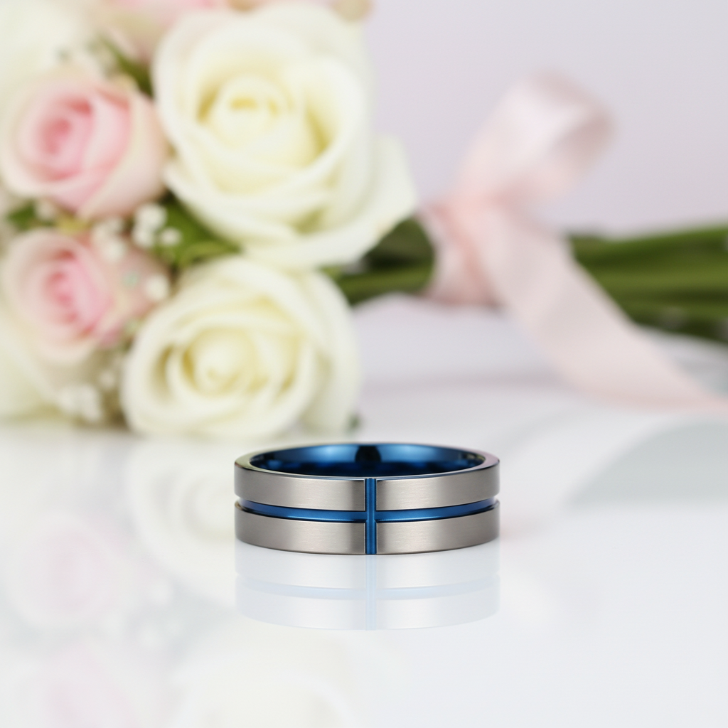 Cross Tank Men's Tungsten Carbide Wedding Band-Black Diamonds New York