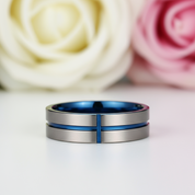 Cross Tank Men's Tungsten Carbide Wedding Band-Black Diamonds New York