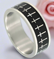 Cross Two Tone Men's Wedding Band-Black Diamonds New York