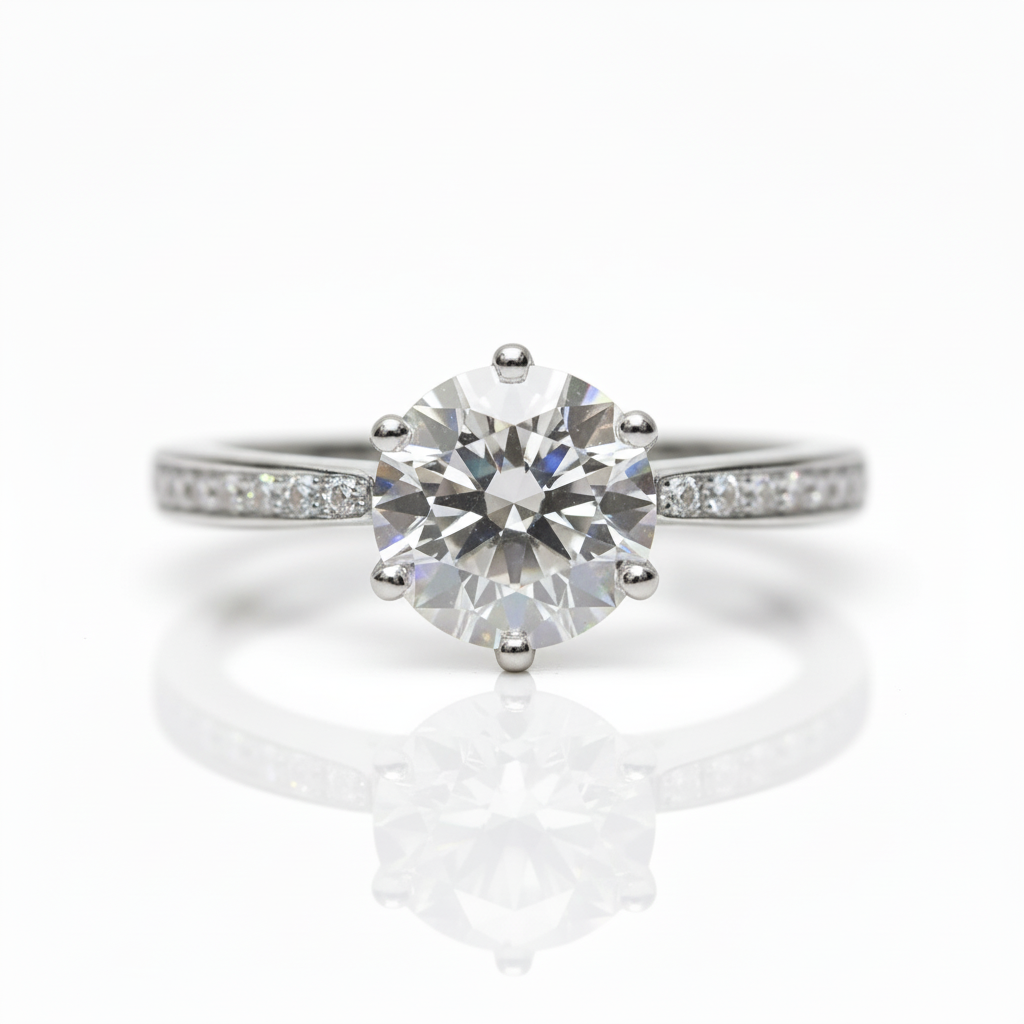 Crown Design 1CT Round Cut Diamond Option Engagement Ring-Black Diamonds New York