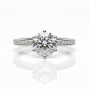 Crown Design 1CT Round Cut Diamond Option Engagement Ring-Black Diamonds New York