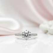 Crown Design 1CT Round Cut Diamond Option Engagement Ring-Black Diamonds New York
