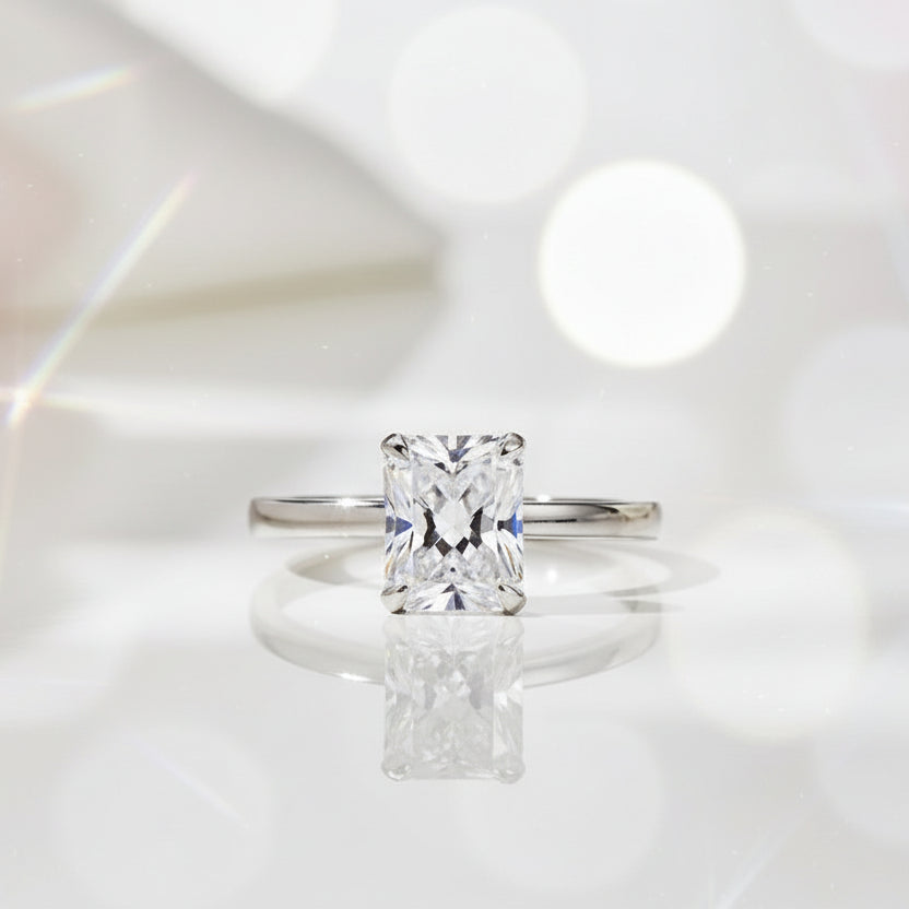 Crushed Ice Cut Sapphire Solitaire Engagement Ring-Black Diamonds New York