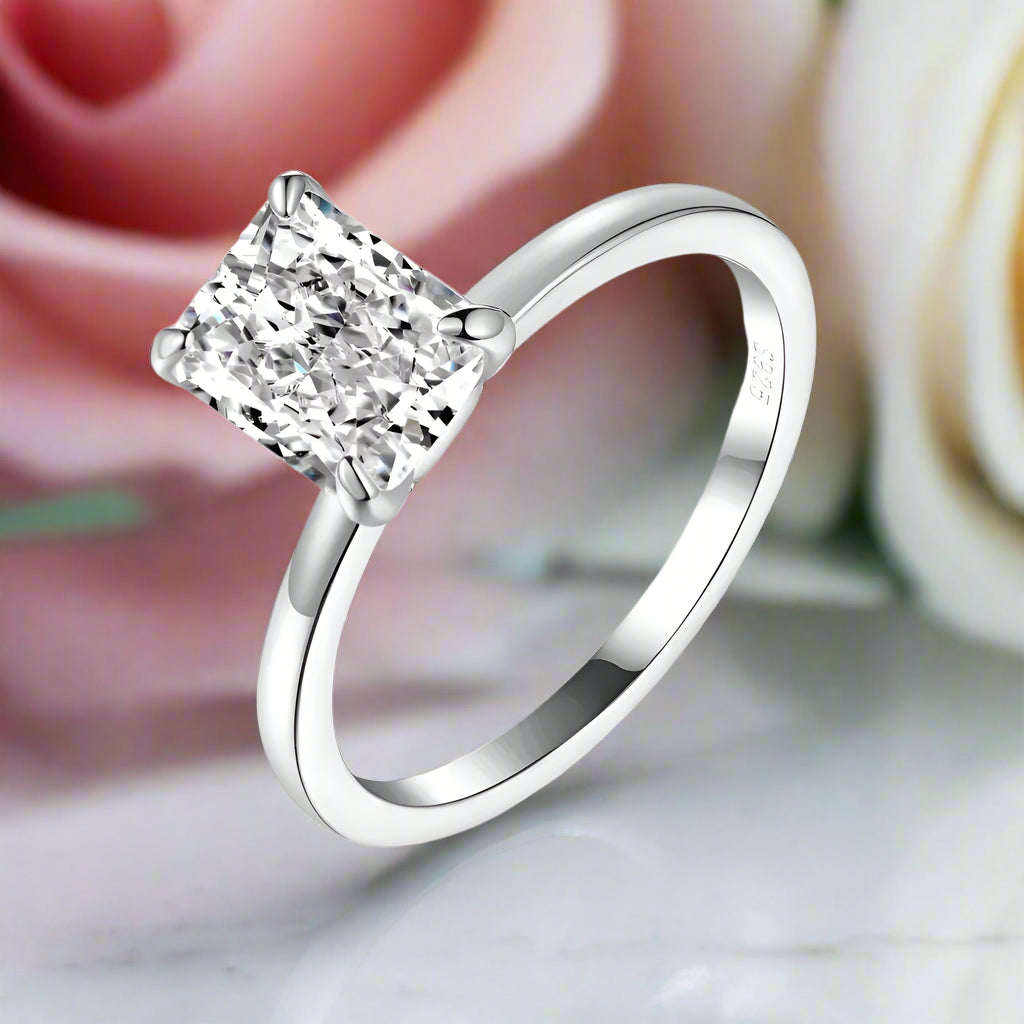 Crushed Ice Cut Sapphire Solitaire Engagement Ring-Black Diamonds New York