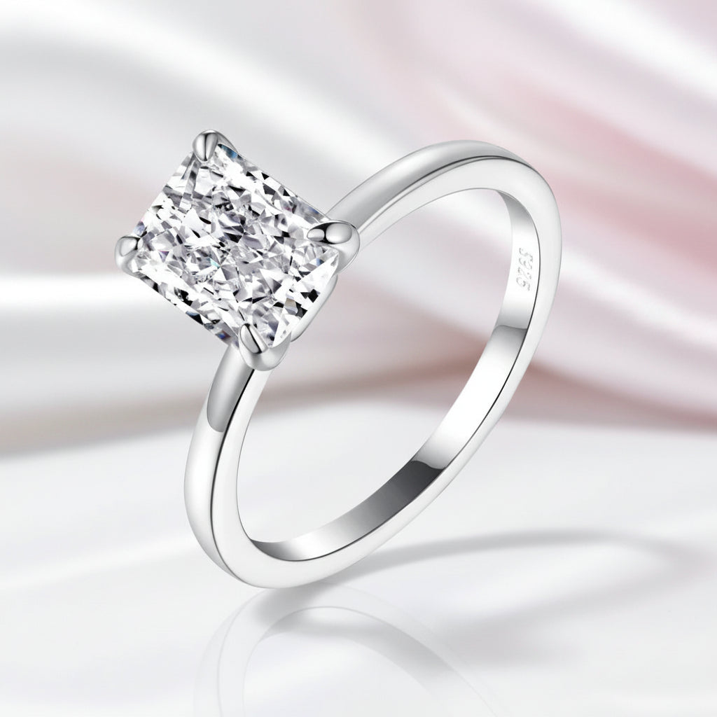 Crushed Ice Cut Sapphire Solitaire Engagement Ring-Black Diamonds New York