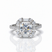 Celestine Diamond Option Emerald Cut Halo Engagement Ring-Black Diamonds New York