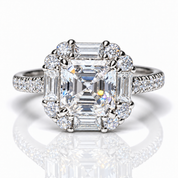 Celestine Diamond Option Emerald Cut Halo Engagement Ring-Black Diamonds New York