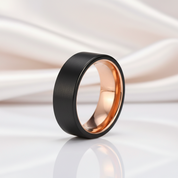 Custom 8mm Black Tungsten Carbide Matte Brushed Wedding Band-Black Diamonds New York