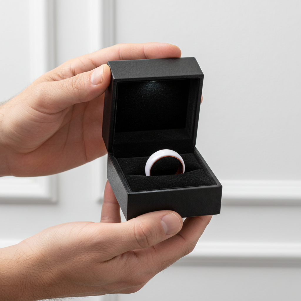 Custom 8mm Ceramics Men's Wedding Band-Black Diamonds New York