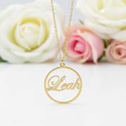 Custom Circle Name Necklace-Black Diamonds New York