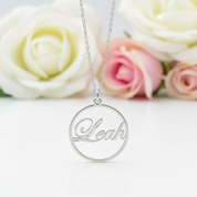 Custom Circle Name Necklace-Black Diamonds New York