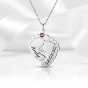 Custom Classic footprint Necklace with Birthstone-Black Diamonds New York