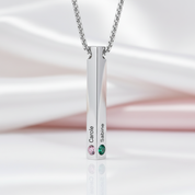Custom Engraved Name Bar Necklace with Birthstone-Black Diamonds New York
