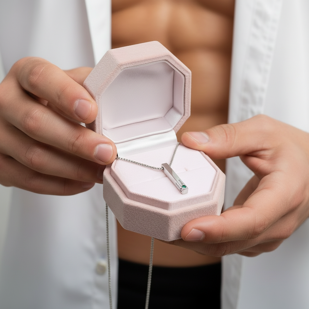 Custom Engraved Name Bar Necklace with Birthstone-Black Diamonds New York