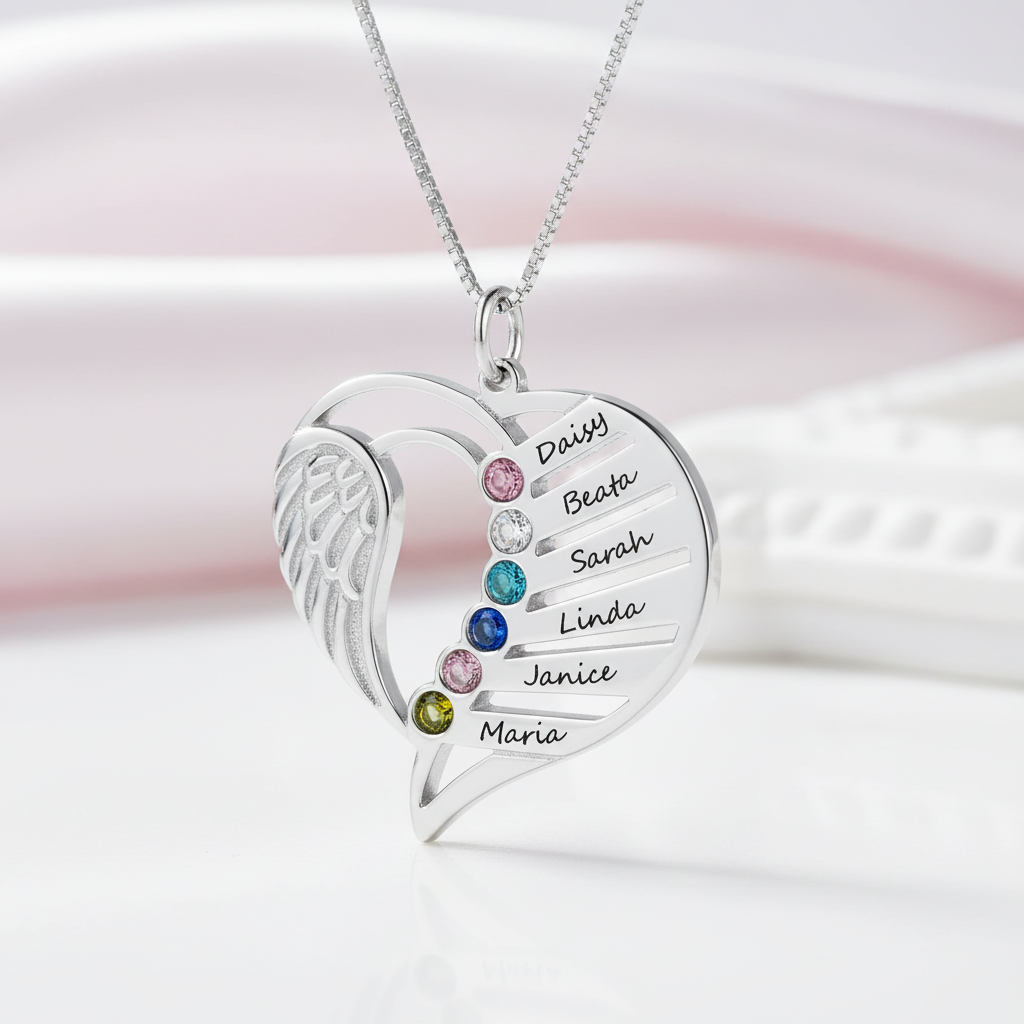 Custom Engraved Name Necklace with Birthstone-Black Diamonds New York
