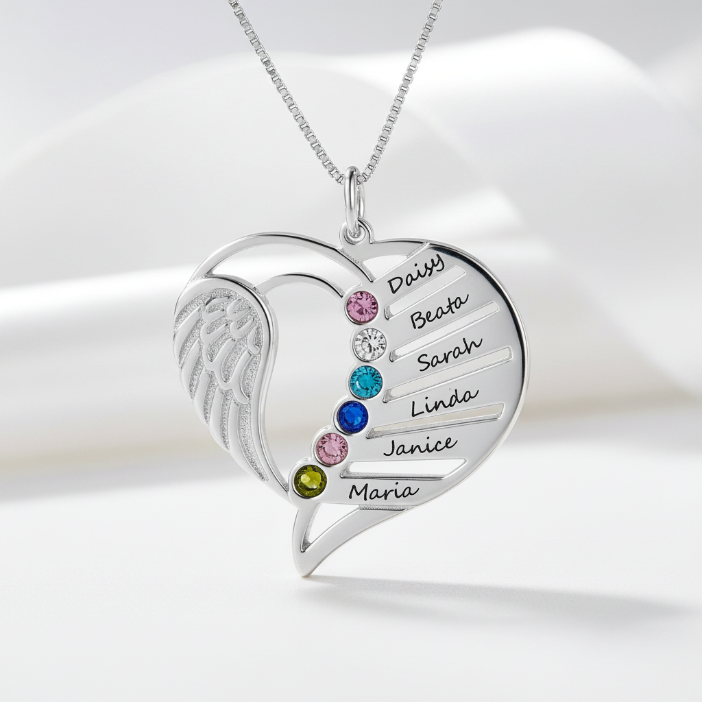 Custom Engraved Name Necklace with Birthstone-Black Diamonds New York