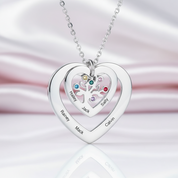 Custom Engraved Name Tree of Life Necklace with 6 Birthstones-Black Diamonds New York