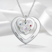 Custom Engraved Name Tree of Life Necklace with 6 Birthstones-Black Diamonds New York