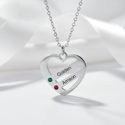 Custom Engraving 2-4 Names Heart Necklace-Black Diamonds New York