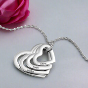 Custom Family Heart Necklace with 2-4 Names-Black Diamonds New York