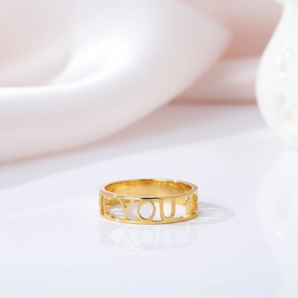 Custom Hallow Name Ring-Black Diamonds New York