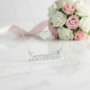 Custom Heart Name Layer Necklace-Black Diamonds New York