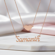 Custom Heart Name Layer Necklace-Black Diamonds New York