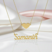 Custom Heart Name Layer Necklace-Black Diamonds New York