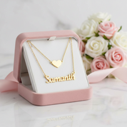 Custom Heart Name Layer Necklace-Black Diamonds New York