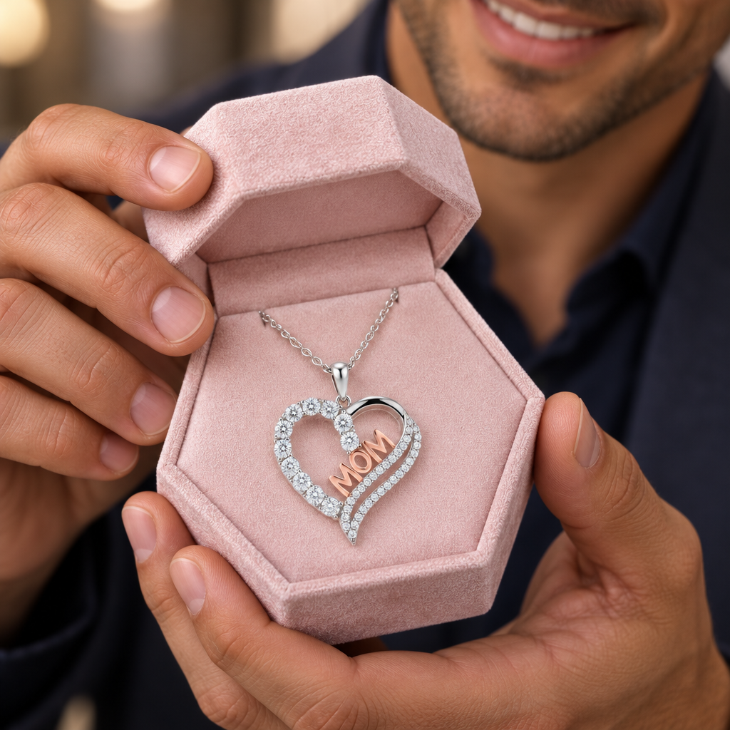 Custom Heart Necklace with Clear Diamond Option Paved Pendant-Black Diamonds New York