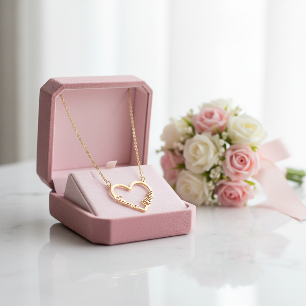 Custom Love Heart Name Necklace-Black Diamonds New York