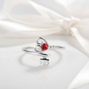 Custom Made Key To My Heart Birthstone Ring-Black Diamonds New York