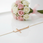 Custom Name Cross Necklace-Black Diamonds New York