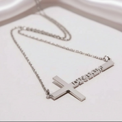 Custom Name Cross Necklace-Black Diamonds New York