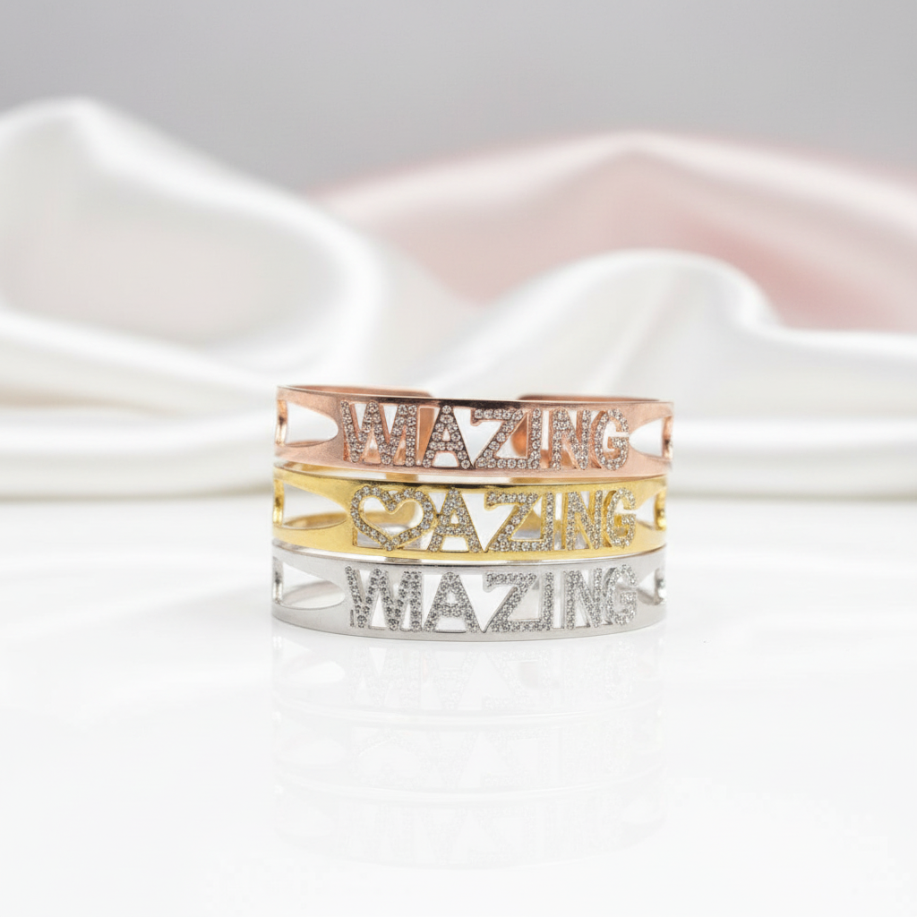 Custom Name Diamond Bracelet-Black Diamonds New York