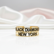 Custom Name Diamond Option Bracelet-Black Diamonds New York
