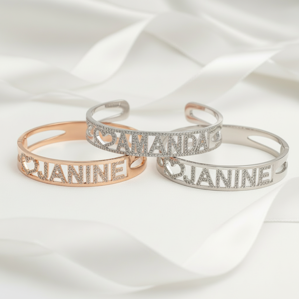 Custom Name Diamond Bracelet-Black Diamonds New York