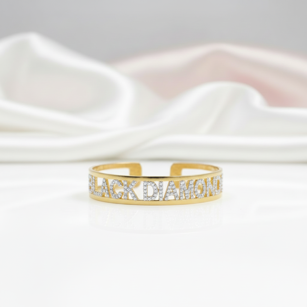 Custom Name Diamond Option Bracelet-Black Diamonds New York