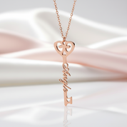 Custom Name Key Pendant Necklace-Black Diamonds New York