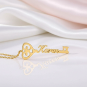 Custom Name Key Pendant Necklace-Black Diamonds New York