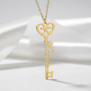 Custom Name Key Pendant Necklace-Black Diamonds New York